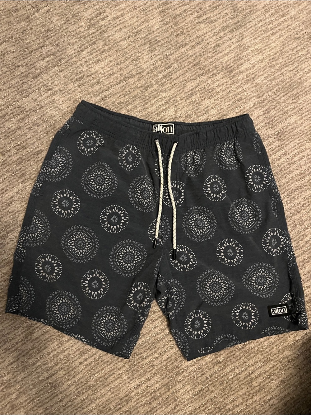 Alton  Men's Black Medallion Swim Trunks size M